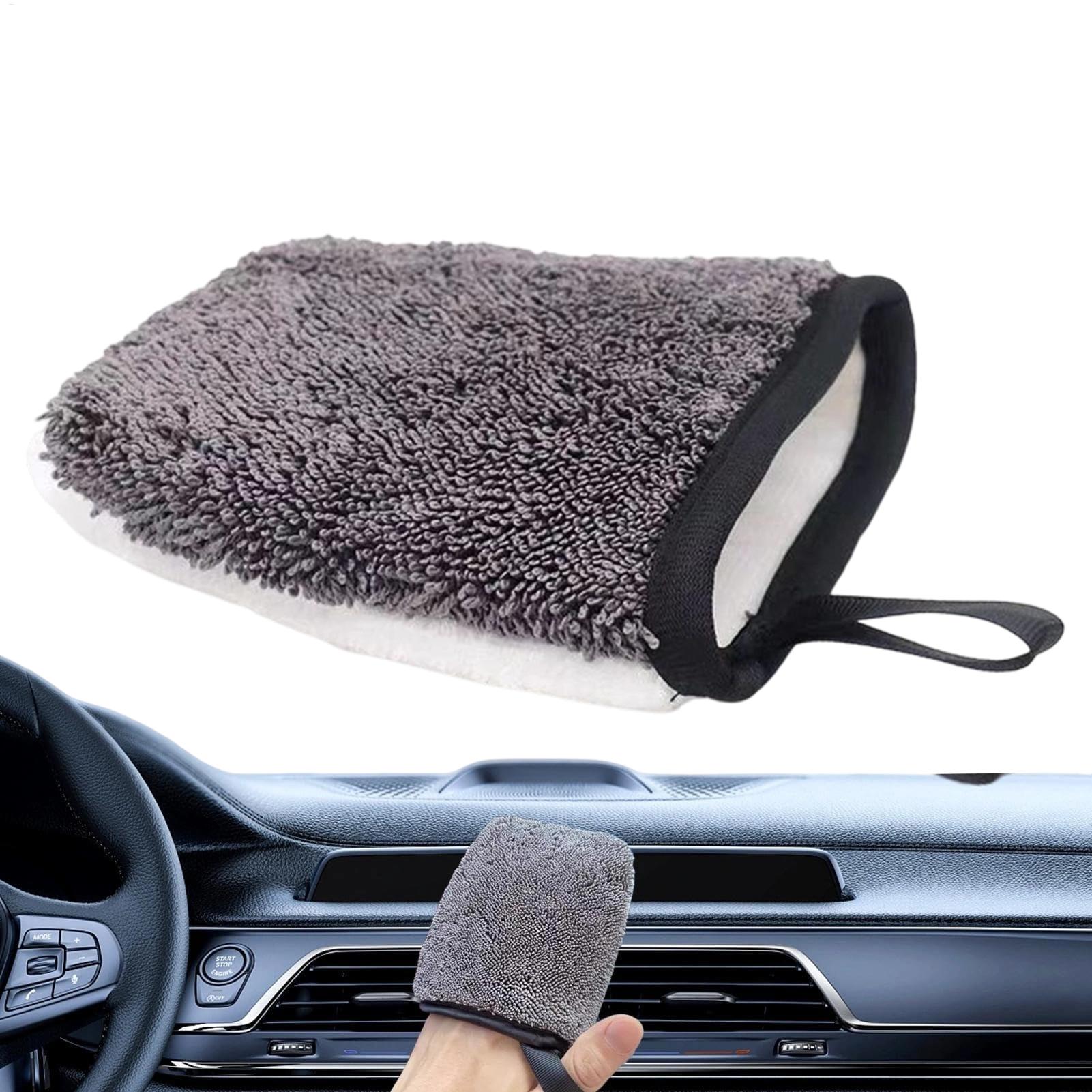 Car Detailing Brush - Microfiber Mitt for Cars Dual-Sided Reusable