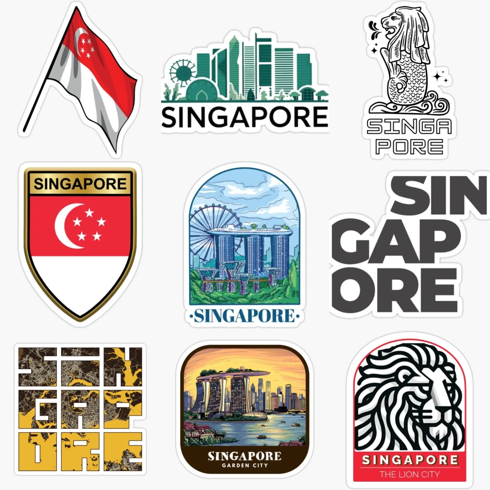 Singapore Flag Map Merlion Sce - Car Accessories Singapore 评论和价格