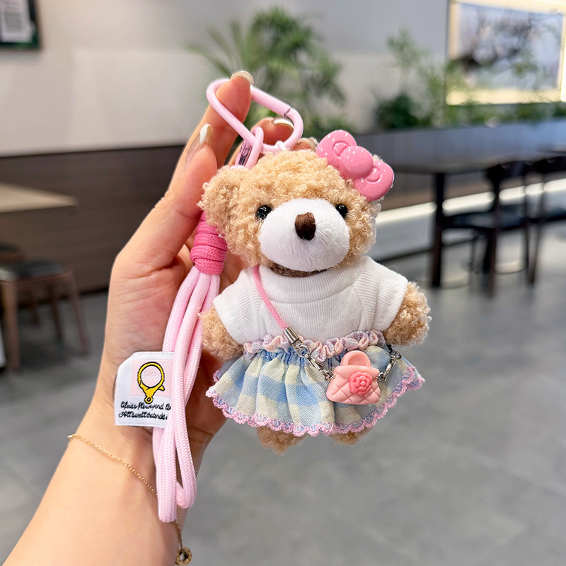 Creative Bow Plush Bear Keycha - Car Accessories For Elderly 评论和价格